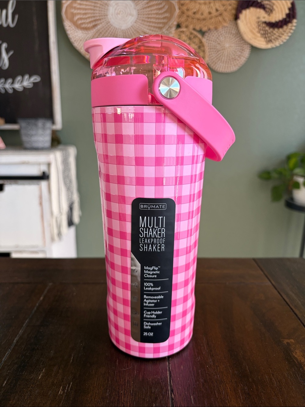 BruMate MultiShaker 25oz in Pink Gingham! New! Limited Edition!